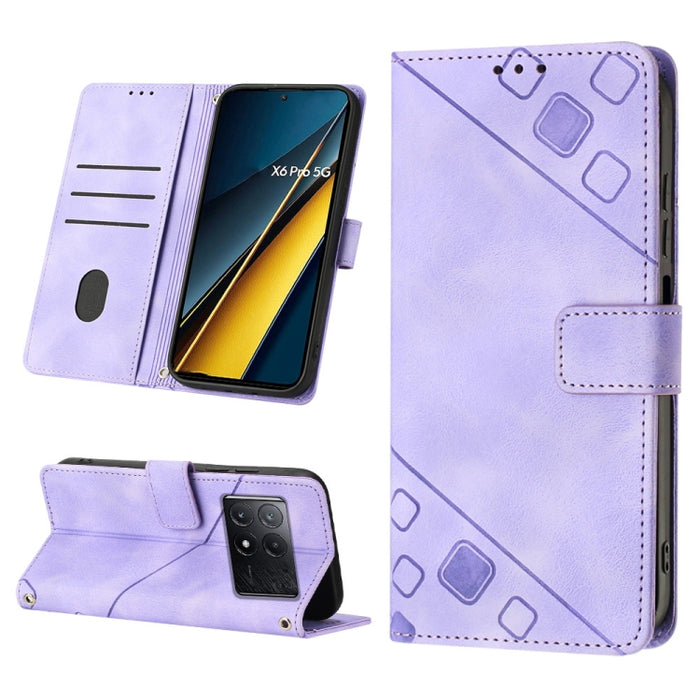 Estuche para teléfono de cuero en relieve con tacto de piel, For Xiaomi Poco F6, For Xiaomi Poco M6 Pro 4G, For Xiaomi Poco X6 Neo 5G Global, For Xiaomi Redmi A3, For Xiaomi Redmi Note 13 Pro 4G Global, For Xiaomi Redmi Note 13 4G Global               ...
