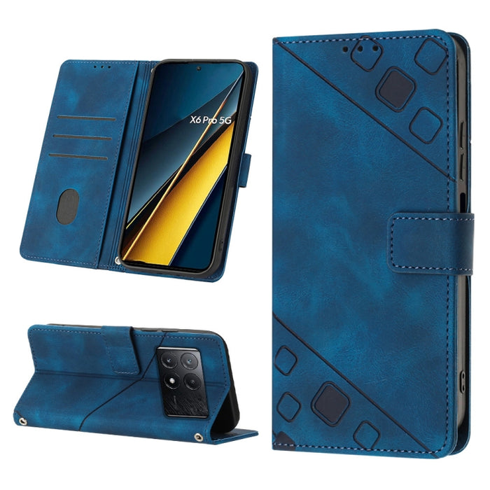 Estuche para teléfono de cuero en relieve con tacto de piel, For Xiaomi Poco F6, For Xiaomi Poco M6 Pro 4G, For Xiaomi Poco X6 Neo 5G Global, For Xiaomi Redmi A3, For Xiaomi Redmi Note 13 Pro 4G Global, For Xiaomi Redmi Note 13 4G Global               ...