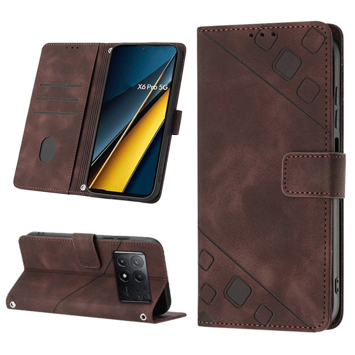 Estuche para teléfono de cuero en relieve con tacto de piel, For Xiaomi Poco F6, For Xiaomi Poco M6 Pro 4G, For Xiaomi Poco X6 Neo 5G Global, For Xiaomi Redmi A3, For Xiaomi Redmi Note 13 Pro 4G Global, For Xiaomi Redmi Note 13 4G Global               ...