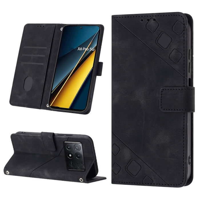 Estuche para teléfono de cuero en relieve con tacto de piel, For Xiaomi Poco F6, For Xiaomi Poco M6 Pro 4G, For Xiaomi Poco X6 Neo 5G Global, For Xiaomi Redmi A3, For Xiaomi Redmi Note 13 Pro 4G Global, For Xiaomi Redmi Note 13 4G Global               ...