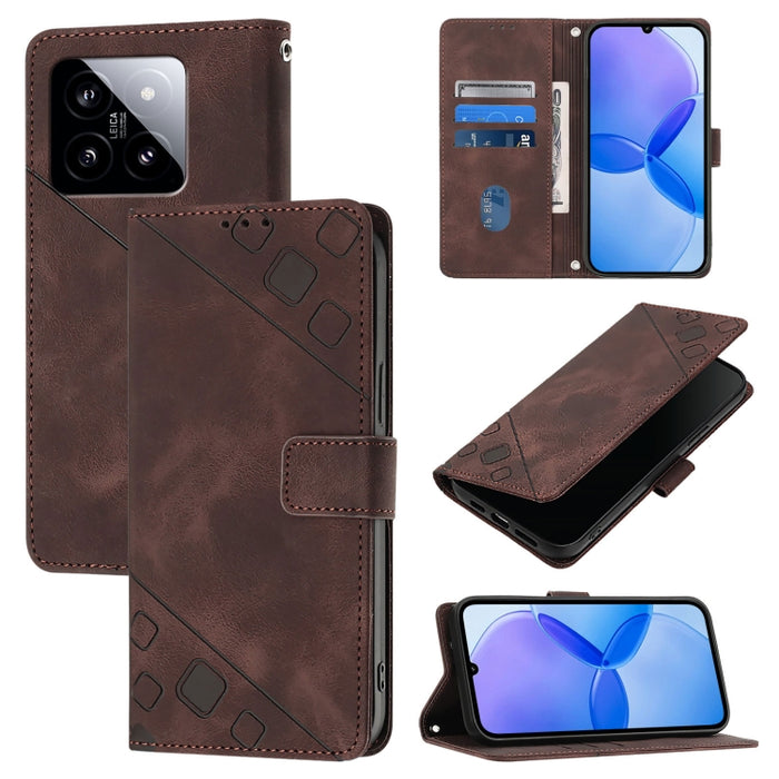 Estuche para teléfono de cuero en relieve con tacto de piel, For Xiaomi Poco F6, For Xiaomi Poco M6 Pro 4G, For Xiaomi Poco X6 Neo 5G Global, For Xiaomi Redmi A3, For Xiaomi Redmi Note 13 Pro 4G Global, For Xiaomi Redmi Note 13 4G Global               ...