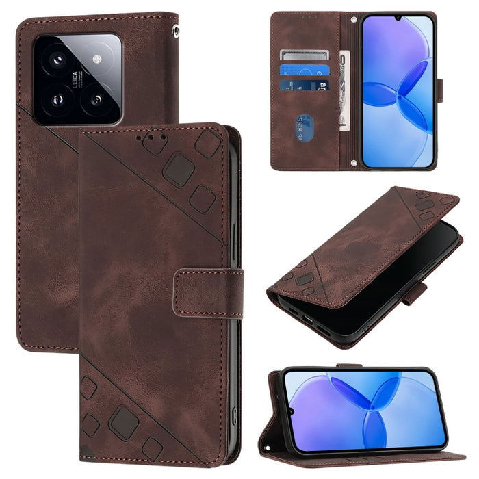 Estuche para teléfono de cuero en relieve con tacto de piel, For Xiaomi Poco F6, For Xiaomi Poco M6 Pro 4G, For Xiaomi Poco X6 Neo 5G Global, For Xiaomi Redmi A3, For Xiaomi Redmi Note 13 Pro 4G Global, For Xiaomi Redmi Note 13 4G Global               ...