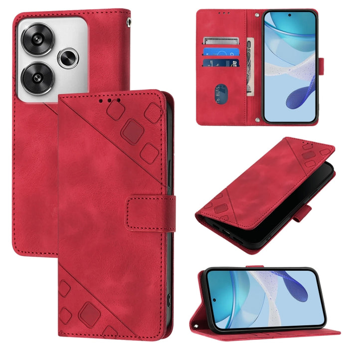 Estuche para teléfono de cuero en relieve con tacto de piel, For Xiaomi Poco F6, For Xiaomi Poco M6 Pro 4G, For Xiaomi Poco X6 Neo 5G Global, For Xiaomi Redmi A3, For Xiaomi Redmi Note 13 Pro 4G Global, For Xiaomi Redmi Note 13 4G Global               ...