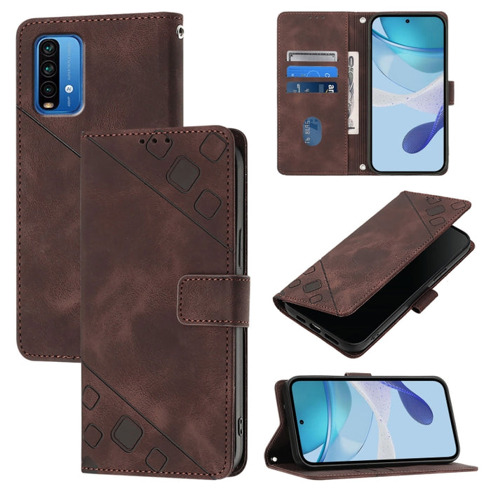 Estuche para teléfono de cuero en relieve con tacto de piel, For Xiaomi Redmi 9A / 9i / 9AT, For Xiaomi Poco M2 Global / Redmi 9, For Xiaomi Poco M3 Pro 5G / Redmi Note 10 5G, For Xiaomi Poco X3 GT, For Xiaomi Poco F3 / Redmi K40 / K40 Pro             ...