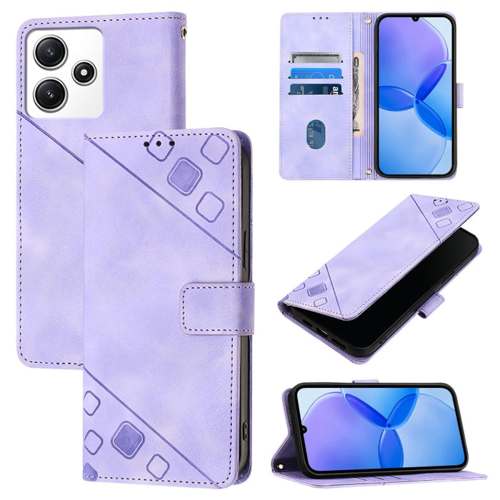Estuche para teléfono de cuero en relieve con tacto de piel, For Xiaomi Poco F6, For Xiaomi Poco M6 Pro 4G, For Xiaomi Poco X6 Neo 5G Global, For Xiaomi Redmi A3, For Xiaomi Redmi Note 13 Pro 4G Global, For Xiaomi Redmi Note 13 4G Global               ...