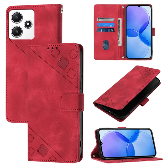 Estuche para teléfono de cuero en relieve con tacto de piel, For Xiaomi Poco F6, For Xiaomi Poco M6 Pro 4G, For Xiaomi Poco X6 Neo 5G Global, For Xiaomi Redmi A3, For Xiaomi Redmi Note 13 Pro 4G Global, For Xiaomi Redmi Note 13 4G Global               ...