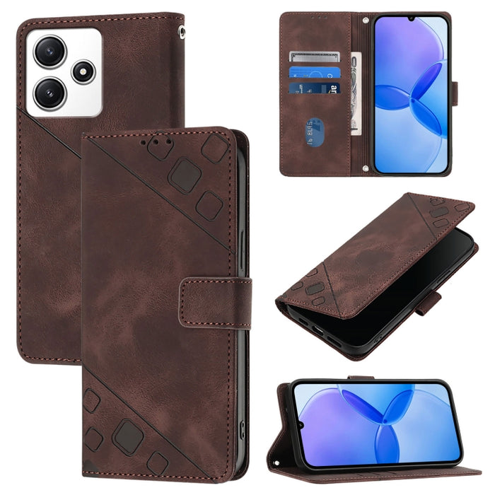 Estuche para teléfono de cuero en relieve con tacto de piel, For Xiaomi Poco F6, For Xiaomi Poco M6 Pro 4G, For Xiaomi Poco X6 Neo 5G Global, For Xiaomi Redmi A3, For Xiaomi Redmi Note 13 Pro 4G Global, For Xiaomi Redmi Note 13 4G Global               ...