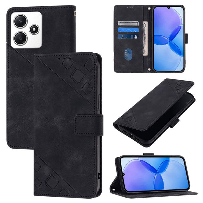 Estuche para teléfono de cuero en relieve con tacto de piel, For Xiaomi Poco F6, For Xiaomi Poco M6 Pro 4G, For Xiaomi Poco X6 Neo 5G Global, For Xiaomi Redmi A3, For Xiaomi Redmi Note 13 Pro 4G Global, For Xiaomi Redmi Note 13 4G Global               ...