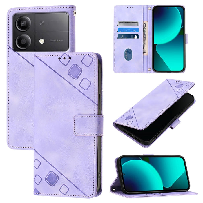 Estuche para teléfono de cuero en relieve con tacto de piel, For Xiaomi Poco F6, For Xiaomi Poco M6 Pro 4G, For Xiaomi Poco X6 Neo 5G Global, For Xiaomi Redmi A3, For Xiaomi Redmi Note 13 Pro 4G Global, For Xiaomi Redmi Note 13 4G Global               ...