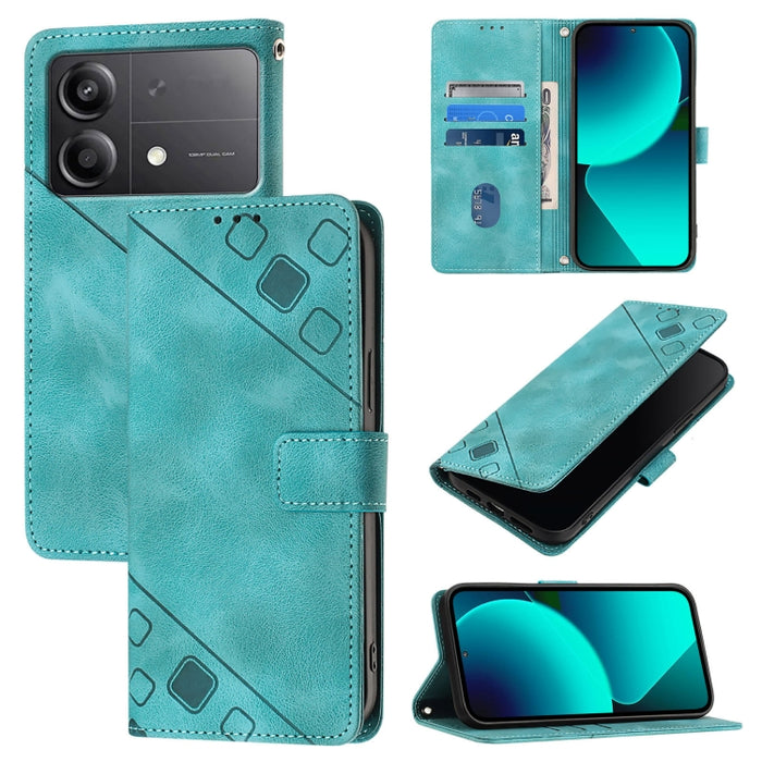Estuche para teléfono de cuero en relieve con tacto de piel, For Xiaomi Poco F6, For Xiaomi Poco M6 Pro 4G, For Xiaomi Poco X6 Neo 5G Global, For Xiaomi Redmi A3, For Xiaomi Redmi Note 13 Pro 4G Global, For Xiaomi Redmi Note 13 4G Global               ...