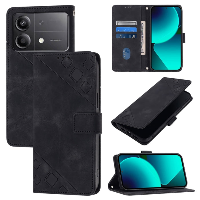 Estuche para teléfono de cuero en relieve con tacto de piel, For Xiaomi Poco F6, For Xiaomi Poco M6 Pro 4G, For Xiaomi Poco X6 Neo 5G Global, For Xiaomi Redmi A3, For Xiaomi Redmi Note 13 Pro 4G Global, For Xiaomi Redmi Note 13 4G Global               ...
