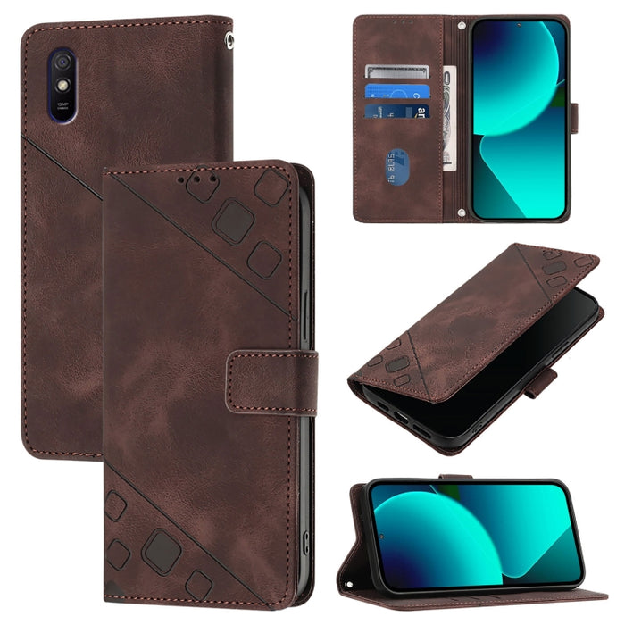 Estuche para teléfono de cuero en relieve con tacto de piel, For Xiaomi Redmi 9A / 9i / 9AT, For Xiaomi Poco M2 Global / Redmi 9, For Xiaomi Poco M3 Pro 5G / Redmi Note 10 5G, For Xiaomi Poco X3 GT, For Xiaomi Poco F3 / Redmi K40 / K40 Pro             ...