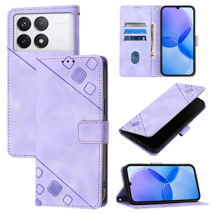 Estuche para teléfono de cuero en relieve con tacto de piel, For Xiaomi Redmi K70 / K70 Pro, For Xiaomi 13T, For Xiaomi Poco F5 5G/Redmi Note 12 Turbo, For Xiaomi Poco F5 Pro 5G/Redmi K60, For Xiaomi Redmi Note 12S 4G Global, For Xiaomi Poco C51 / A2+ ...