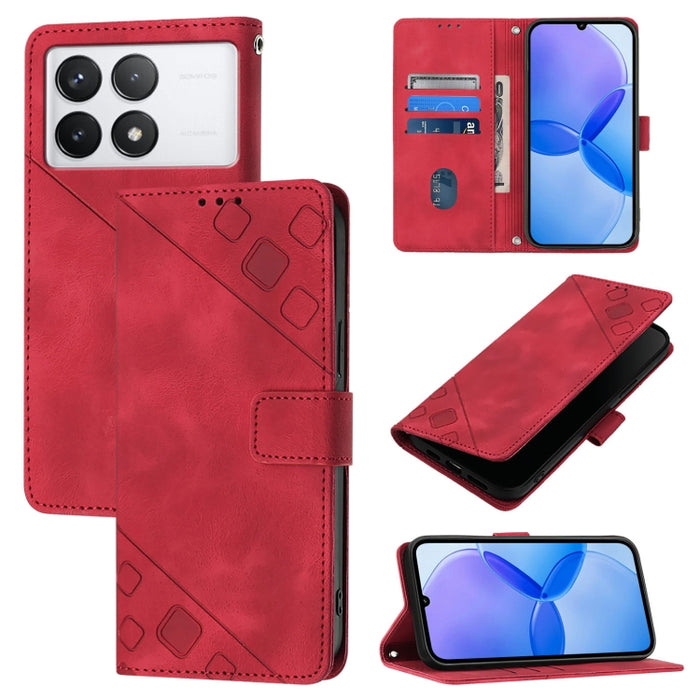 Estuche para teléfono de cuero en relieve con tacto de piel, For Xiaomi Redmi K70 / K70 Pro, For Xiaomi 13T, For Xiaomi Poco F5 5G/Redmi Note 12 Turbo, For Xiaomi Poco F5 Pro 5G/Redmi K60, For Xiaomi Redmi Note 12S 4G Global, For Xiaomi Poco C51 / A2+ ...