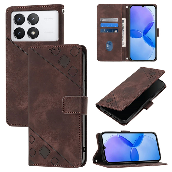 Estuche para teléfono de cuero en relieve con tacto de piel, For Xiaomi Redmi K70 / K70 Pro, For Xiaomi 13T, For Xiaomi Poco F5 5G/Redmi Note 12 Turbo, For Xiaomi Poco F5 Pro 5G/Redmi K60, For Xiaomi Redmi Note 12S 4G Global, For Xiaomi Poco C51 / A2+ ...