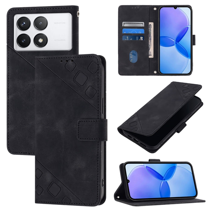 Estuche para teléfono de cuero en relieve con tacto de piel, For Xiaomi Redmi K70 / K70 Pro, For Xiaomi 13T, For Xiaomi Poco F5 5G/Redmi Note 12 Turbo, For Xiaomi Poco F5 Pro 5G/Redmi K60, For Xiaomi Redmi Note 12S 4G Global, For Xiaomi Poco C51 / A2+ ...