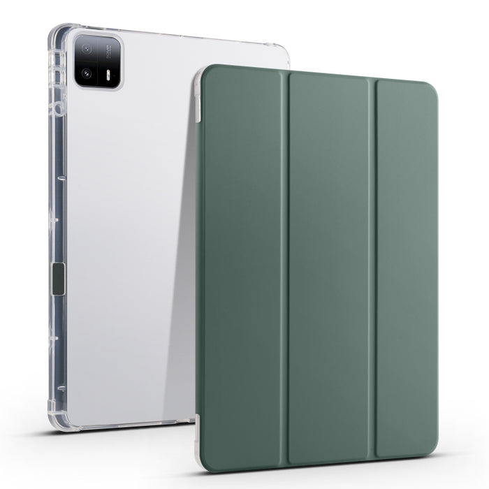 Estuche para tableta de cuero inteligente de TPU transparente de 3 pliegues con ranura para bolígrafo, For Xiaomi Pad 7 / 7 Pro, For Xiaomi Redmi Pad Pro 12.1, For Xiaomi Pad 6S Pro, For Xiaomi Pad 6 Max 14, For Xiaomi Pad 6 / 6 Pro