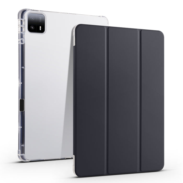 Estuche para tableta de cuero inteligente de TPU transparente de 3 pliegues con ranura para bolígrafo, For Xiaomi Pad 7 / 7 Pro, For Xiaomi Redmi Pad Pro 12.1, For Xiaomi Pad 6S Pro, For Xiaomi Pad 6 Max 14, For Xiaomi Pad 6 / 6 Pro