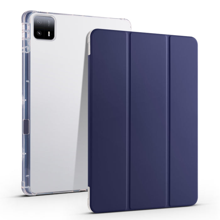 Estuche para tableta de cuero inteligente de TPU transparente de 3 pliegues con ranura para bolígrafo, For Xiaomi Pad 7 / 7 Pro, For Xiaomi Redmi Pad Pro 12.1, For Xiaomi Pad 6S Pro, For Xiaomi Pad 6 Max 14, For Xiaomi Pad 6 / 6 Pro