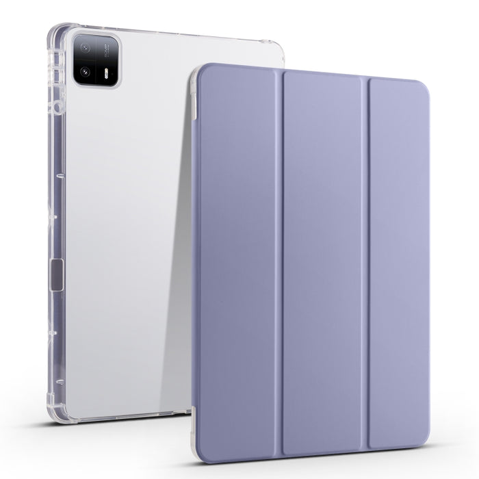 Estuche para tableta de cuero inteligente de TPU transparente de 3 pliegues con ranura para bolígrafo, For Xiaomi Pad 7 / 7 Pro, For Xiaomi Redmi Pad Pro 12.1, For Xiaomi Pad 6S Pro, For Xiaomi Pad 6 Max 14, For Xiaomi Pad 6 / 6 Pro