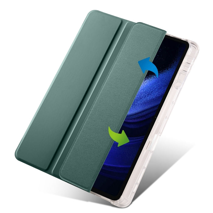 Estuche para tableta de cuero inteligente de TPU transparente de 3 pliegues con ranura para bolígrafo, For Xiaomi Pad 7 / 7 Pro, For Xiaomi Redmi Pad Pro 12.1, For Xiaomi Pad 6S Pro, For Xiaomi Pad 6 Max 14, For Xiaomi Pad 6 / 6 Pro