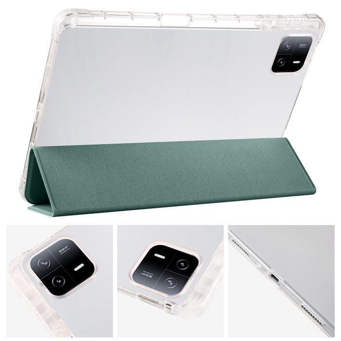 Estuche para tableta de cuero inteligente de TPU transparente de 3 pliegues con ranura para bolígrafo, For Xiaomi Pad 7 / 7 Pro, For Xiaomi Redmi Pad Pro 12.1, For Xiaomi Pad 6S Pro, For Xiaomi Pad 6 Max 14, For Xiaomi Pad 6 / 6 Pro