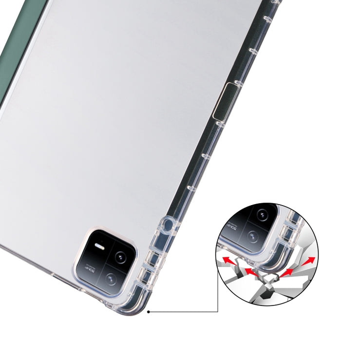 Estuche para tableta de cuero inteligente de TPU transparente de 3 pliegues con ranura para bolígrafo, For Xiaomi Pad 7 / 7 Pro, For Xiaomi Redmi Pad Pro 12.1, For Xiaomi Pad 6S Pro, For Xiaomi Pad 6 Max 14, For Xiaomi Pad 6 / 6 Pro