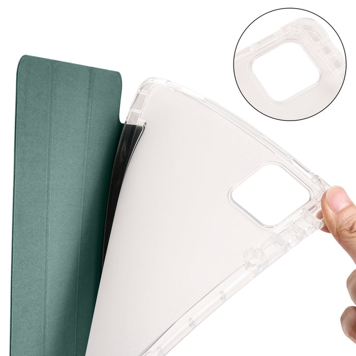 Estuche para tableta de cuero inteligente de TPU transparente de 3 pliegues con ranura para bolígrafo, For Xiaomi Pad 7 / 7 Pro, For Xiaomi Redmi Pad Pro 12.1, For Xiaomi Pad 6S Pro, For Xiaomi Pad 6 Max 14, For Xiaomi Pad 6 / 6 Pro