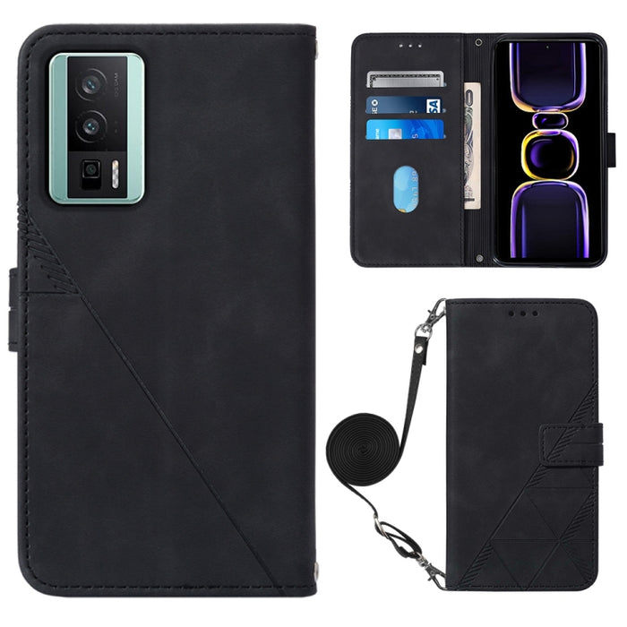Estuche para teléfono de cuero con tapa en relieve 3D Crossbody, For Xiaomi Redmi Note 12S 4G Global, For Xiaomi Poco F5 5G/Redmi Note 12 Turbo, For Xiaomi Poco F5 Pro 5G/Redmi K60