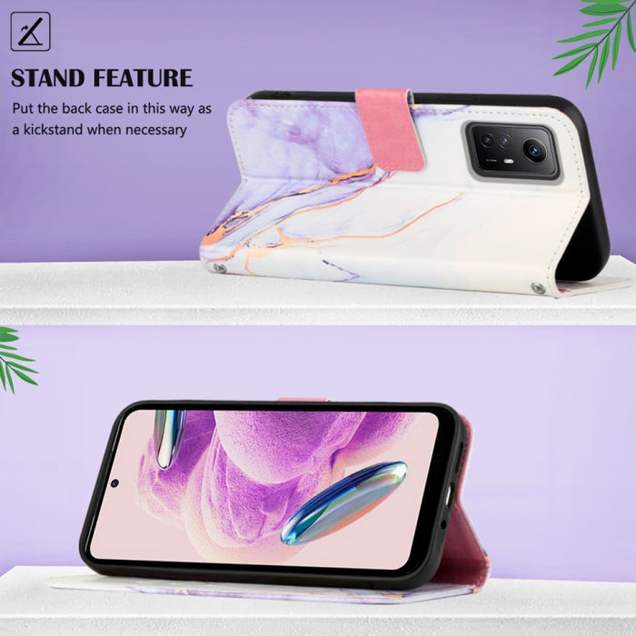 PT003 Estuche para teléfono de cuero con tapa y patrón de mármol, For Xiaomi Redmi Note 12S 4G Global, For Xiaomi 13T, For Xiaomi Poco F5 5G/Redmi Note 12 Turbo, For Xiaomi Poco F5 Pro 5G/Redmi K60