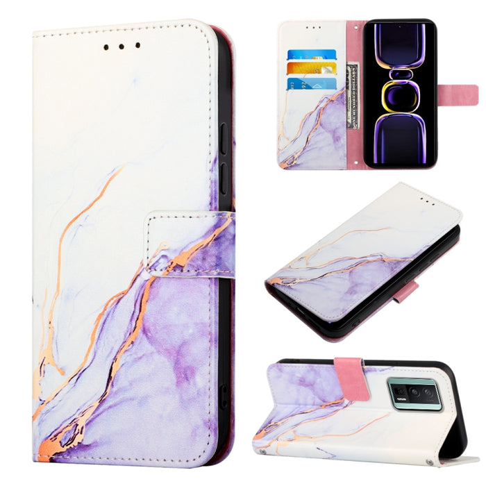 PT003 Estuche para teléfono de cuero con tapa y patrón de mármol, For Xiaomi Redmi Note 12S 4G Global, For Xiaomi 13T, For Xiaomi Poco F5 5G/Redmi Note 12 Turbo, For Xiaomi Poco F5 Pro 5G/Redmi K60