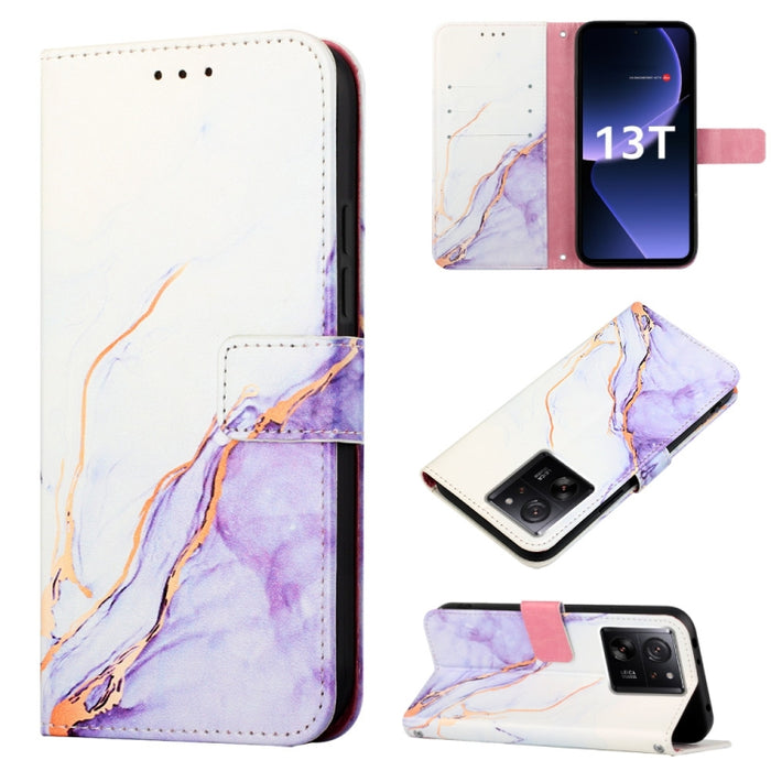 PT003 Estuche para teléfono de cuero con tapa y patrón de mármol, For Xiaomi Redmi Note 12S 4G Global, For Xiaomi 13T, For Xiaomi Poco F5 5G/Redmi Note 12 Turbo, For Xiaomi Poco F5 Pro 5G/Redmi K60