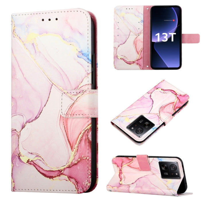 PT003 Estuche para teléfono de cuero con tapa y patrón de mármol, For Xiaomi Redmi Note 12S 4G Global, For Xiaomi 13T, For Xiaomi Poco F5 5G/Redmi Note 12 Turbo, For Xiaomi Poco F5 Pro 5G/Redmi K60