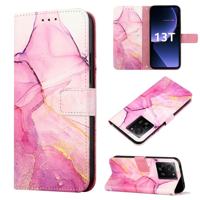 PT003 Estuche para teléfono de cuero con tapa y patrón de mármol, For Xiaomi Redmi Note 12S 4G Global, For Xiaomi 13T, For Xiaomi Poco F5 5G/Redmi Note 12 Turbo, For Xiaomi Poco F5 Pro 5G/Redmi K60