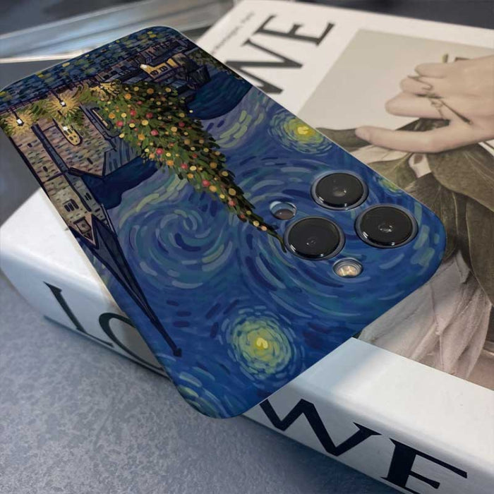 Estuche para PC con patrón de pintura al óleo con orificio preciso