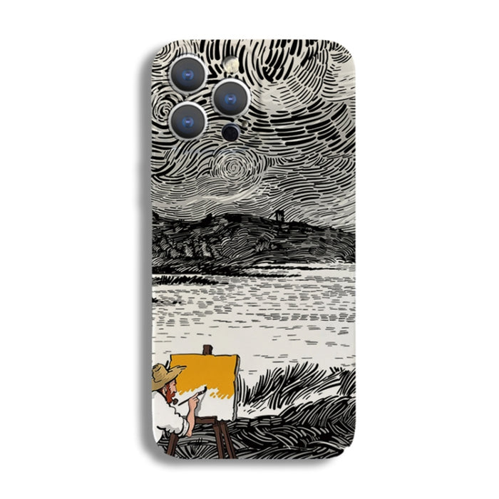 Estuche para PC con patrón de pintura al óleo con orificio preciso