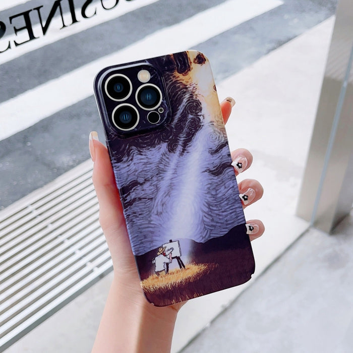 Estuche para PC con patrón de pintura al óleo con orificio preciso, For iPhone XR