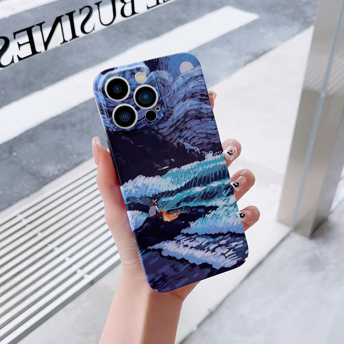 Estuche para PC con patrón de pintura al óleo con orificio preciso, For iPhone XR
