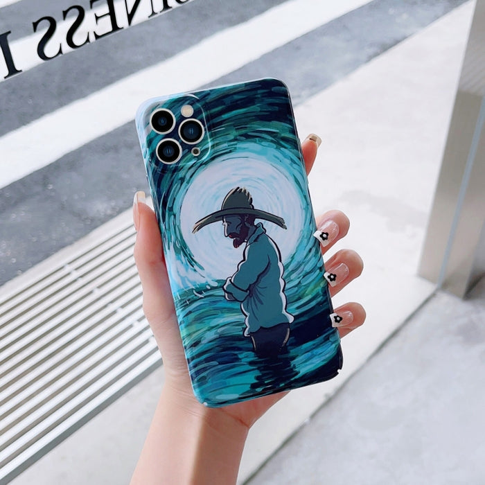 Estuche para PC con patrón de pintura al óleo con orificio preciso, For iPhone XR