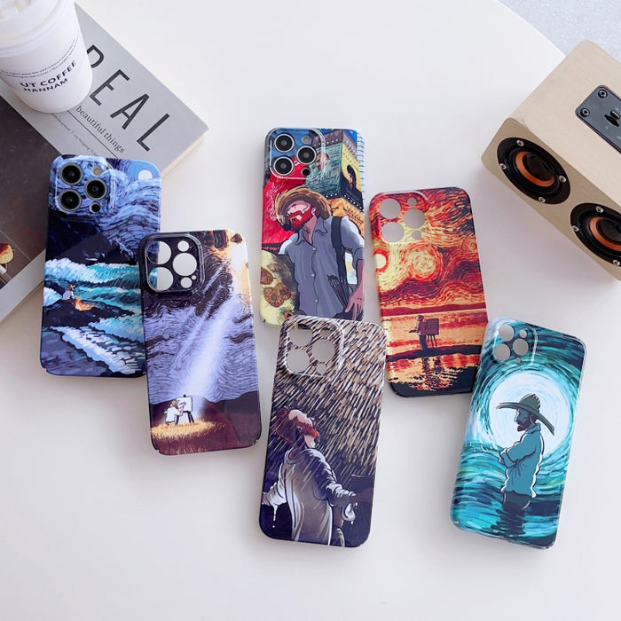 Estuche para PC con patrón de pintura al óleo con orificio preciso, For iPhone XR