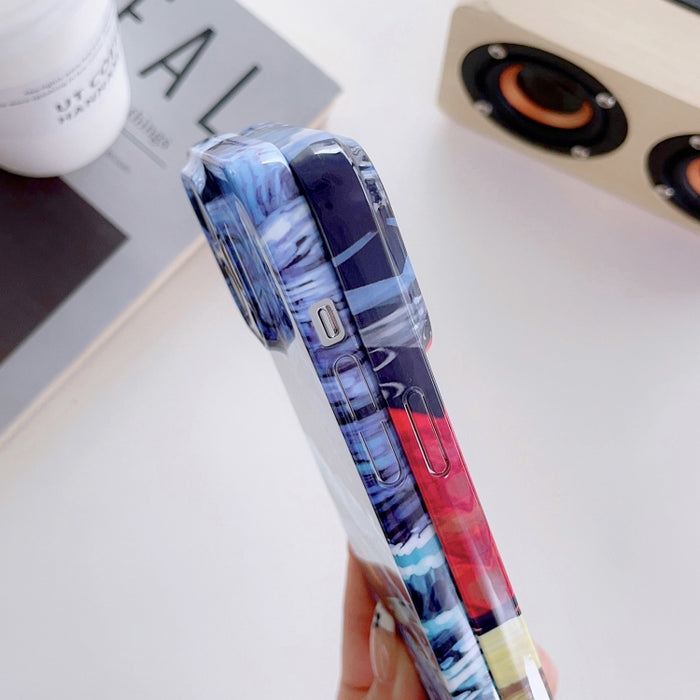 Estuche para PC con patrón de pintura al óleo con orificio preciso, For iPhone XR