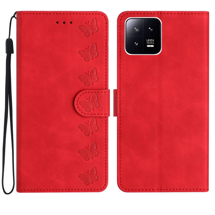 Estuche para teléfono de cuero con relieve de siete mariposas, For Xiaomi Redmi 13C 4G, For Xiaomi 13T, For Xiaomi Mi 11 Lite, For Xiaomi Redmi Note 12 Pro 5G Global, For Xiaomi Redmi Note 12 5G Global, For Xiaomi 13 Pro, For Xiaomi 13                 ...