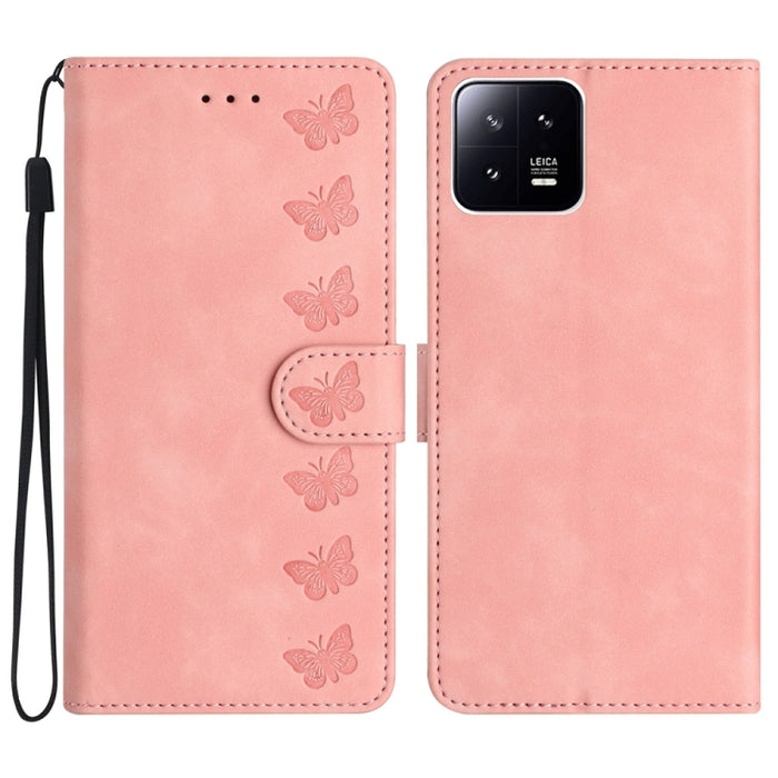 Estuche para teléfono de cuero con relieve de siete mariposas, For Xiaomi Redmi 13C 4G, For Xiaomi 13T, For Xiaomi Mi 11 Lite, For Xiaomi Redmi Note 12 Pro 5G Global, For Xiaomi Redmi Note 12 5G Global, For Xiaomi 13 Pro, For Xiaomi 13                 ...