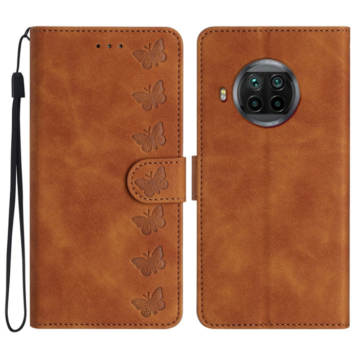 Estuche para teléfono de cuero con relieve de siete mariposas, For Xiaomi 11T / 11T Pro, For Xiaomi Redmi 10, For Xiaomi Mi 11 Ultra, For Xiaomi Mi 11 Pro, For Xiaomi Redmi Note 10 5G, For Xiaomi Redmi 9A, For Xiaomi Redmi 9, For Xiaomi Redmi 9C       ...