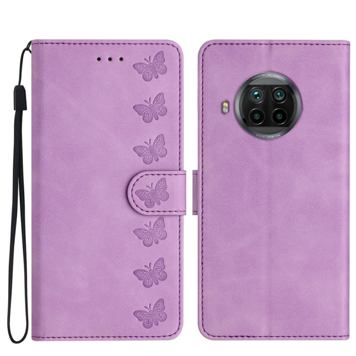 Estuche para teléfono de cuero con relieve de siete mariposas, For Xiaomi 11T / 11T Pro, For Xiaomi Redmi 10, For Xiaomi Mi 11 Ultra, For Xiaomi Mi 11 Pro, For Xiaomi Redmi Note 10 5G, For Xiaomi Redmi 9A, For Xiaomi Redmi 9, For Xiaomi Redmi 9C       ...