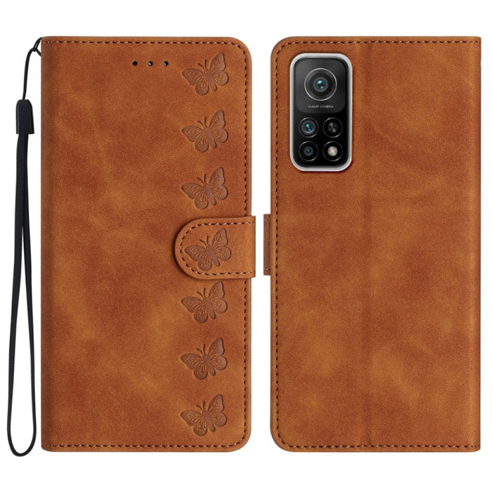 Estuche para teléfono de cuero con relieve de siete mariposas, For Xiaomi 11T / 11T Pro, For Xiaomi Redmi 10, For Xiaomi Mi 11 Ultra, For Xiaomi Mi 11 Pro, For Xiaomi Redmi Note 10 5G, For Xiaomi Redmi 9A, For Xiaomi Redmi 9, For Xiaomi Redmi 9C       ...