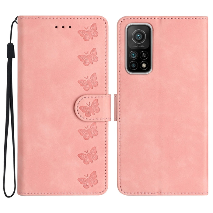 Estuche para teléfono de cuero con relieve de siete mariposas, For Xiaomi 11T / 11T Pro, For Xiaomi Redmi 10, For Xiaomi Mi 11 Ultra, For Xiaomi Mi 11 Pro, For Xiaomi Redmi Note 10 5G, For Xiaomi Redmi 9A, For Xiaomi Redmi 9, For Xiaomi Redmi 9C       ...