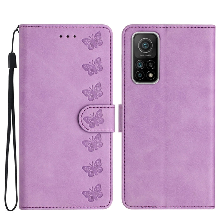 Estuche para teléfono de cuero con relieve de siete mariposas, For Xiaomi 11T / 11T Pro, For Xiaomi Redmi 10, For Xiaomi Mi 11 Ultra, For Xiaomi Mi 11 Pro, For Xiaomi Redmi Note 10 5G, For Xiaomi Redmi 9A, For Xiaomi Redmi 9, For Xiaomi Redmi 9C       ...