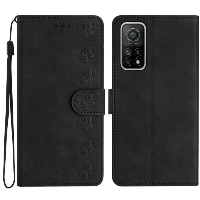 Estuche para teléfono de cuero con relieve de siete mariposas, For Xiaomi 11T / 11T Pro, For Xiaomi Redmi 10, For Xiaomi Mi 11 Ultra, For Xiaomi Mi 11 Pro, For Xiaomi Redmi Note 10 5G, For Xiaomi Redmi 9A, For Xiaomi Redmi 9, For Xiaomi Redmi 9C       ...