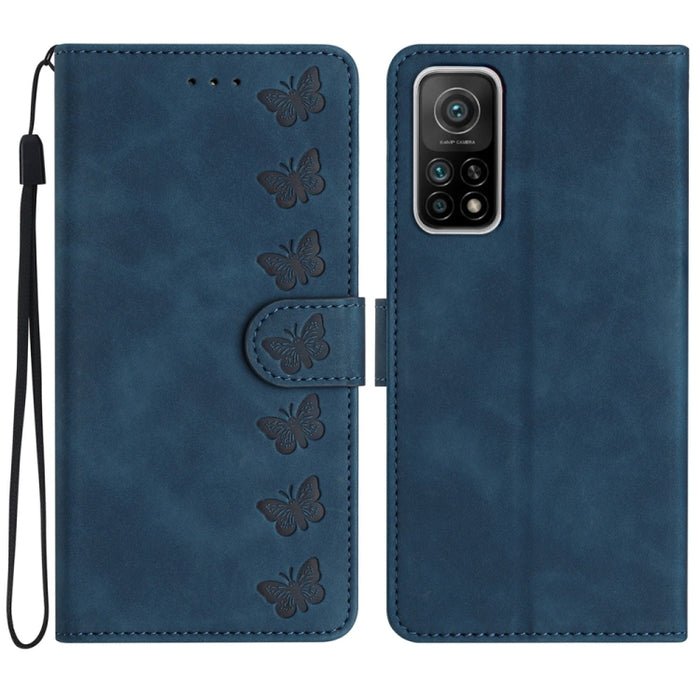 Estuche para teléfono de cuero con relieve de siete mariposas, For Xiaomi 11T / 11T Pro, For Xiaomi Redmi 10, For Xiaomi Mi 11 Ultra, For Xiaomi Mi 11 Pro, For Xiaomi Redmi Note 10 5G, For Xiaomi Redmi 9A, For Xiaomi Redmi 9, For Xiaomi Redmi 9C       ...